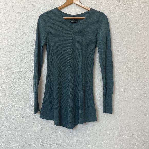 Cynthia Rowley Sweater Tunic Merino Wool Blue Green size Large - Picture 2 of 9